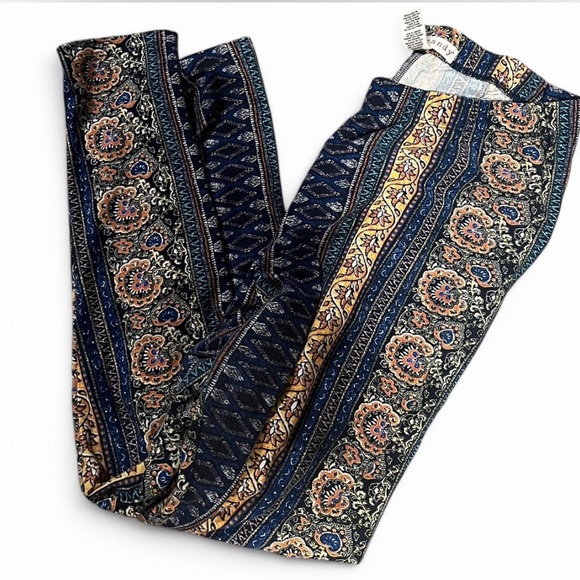 Patterned Blue and Orange Leggings - Picture 1 of 2